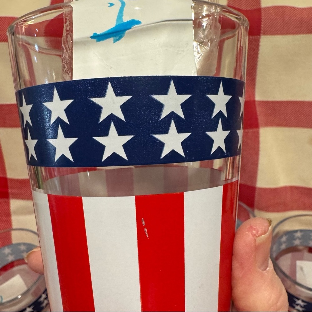 Patriotic Star and Stripe Glass Set of Libby-like Drinking Glasses - Picture 4 of 14